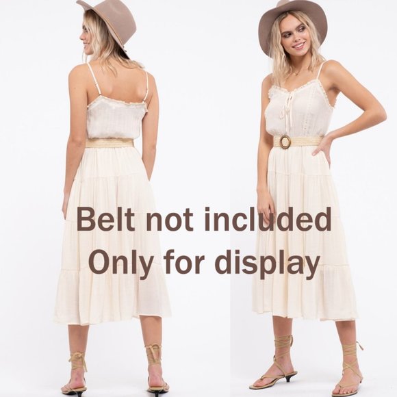 NEW Ivory Stone Boho Tiered Ruffle Trim Midi Dress - Picture 3 of 11